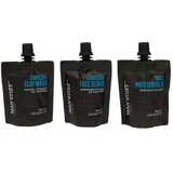 Man'Stuff - 木炭面部磨砂膏 50mL 面部保湿霜 50mL 粘土Mask 50mL 3x50mL