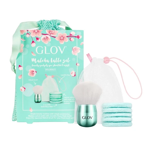 Glov - Kit Matcha Latte Set: Reusable Pads + Kabuki Brush + Bag